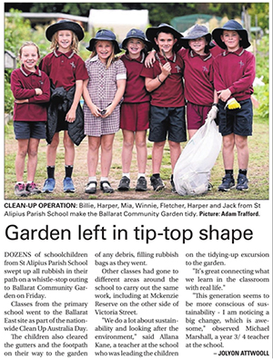Garden Left in Tip-Top Shape - St Alipius Parish School - Ballarat Courier